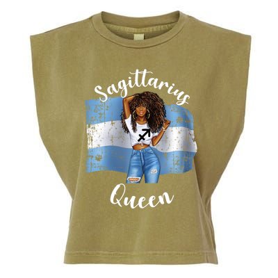 Afro Argentinian Sagittarius Queen Black Argentina Gift Garment-Dyed Women's Muscle Tee