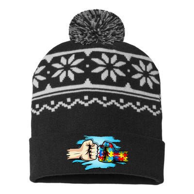 Autism Awareness S Women Autistic Support Asperger USA-Made Snowflake Beanie