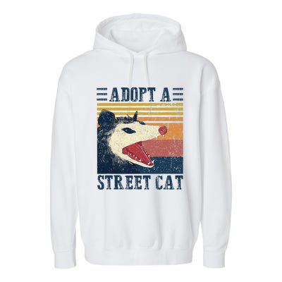 Adopt A Street Cat Funny Opossum Vintage  Garment-Dyed Fleece Hoodie