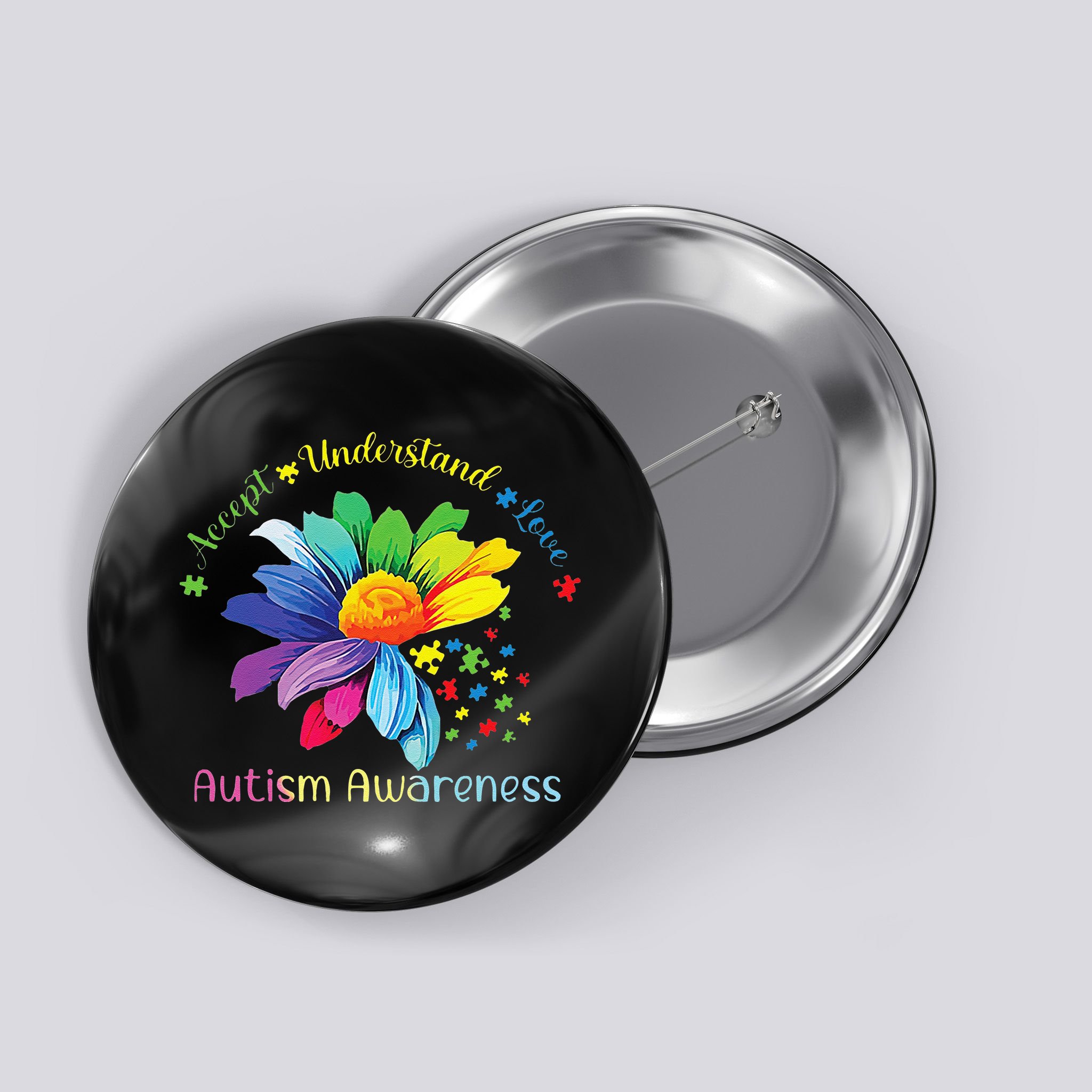 Autism Awareness Sunflower Accept Understand Love Autistic Button