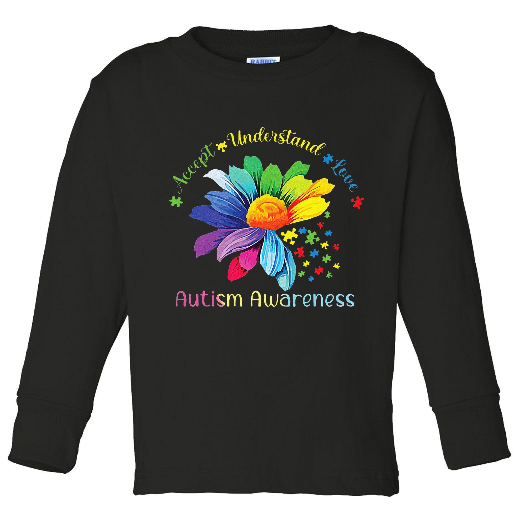 Autism Awareness Sunflower Accept Understand Love Autistic Toddler Long Sleeve Shirt
