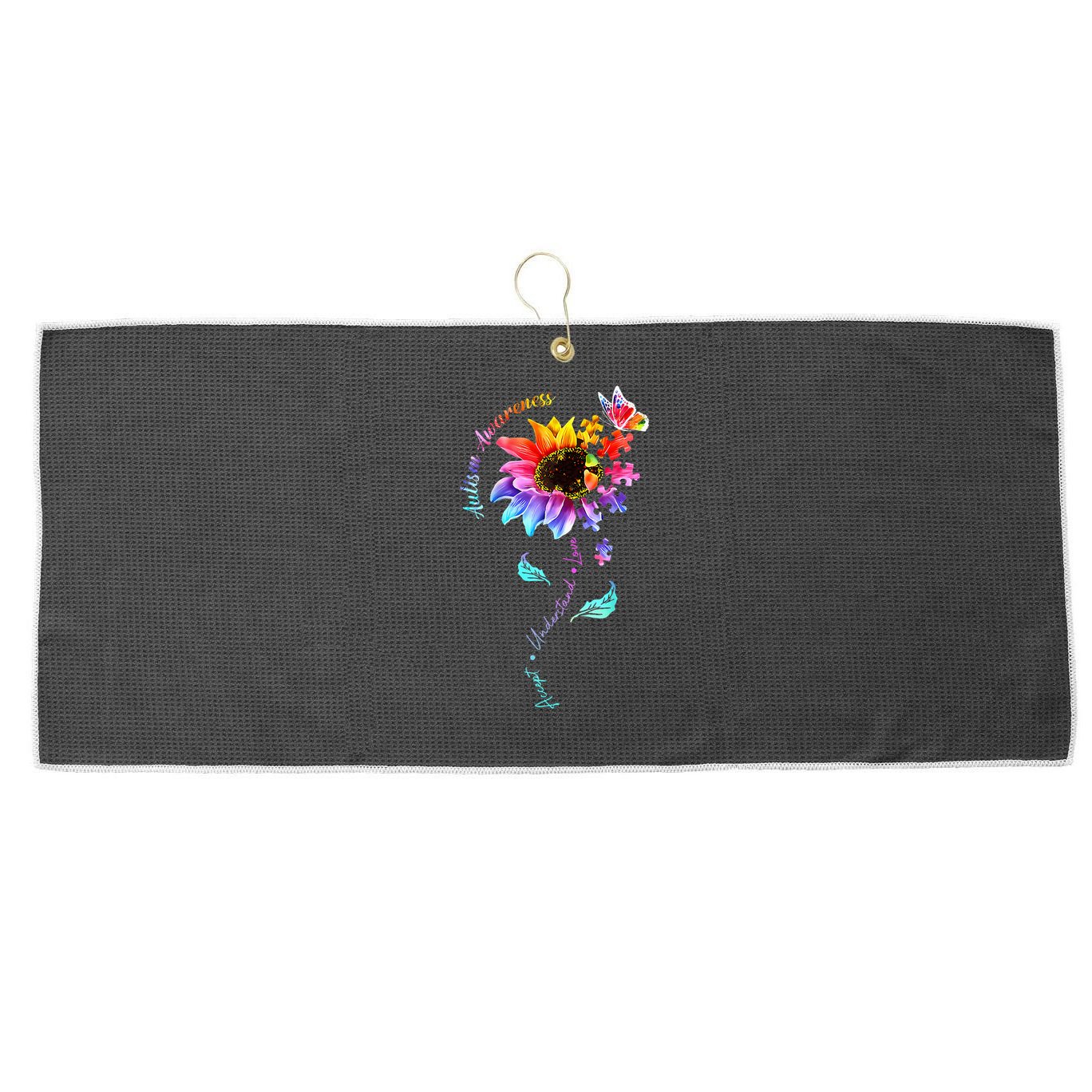 Autism Awareness Sunflower Autism Sunflower  Large Microfiber Waffle Golf Towel