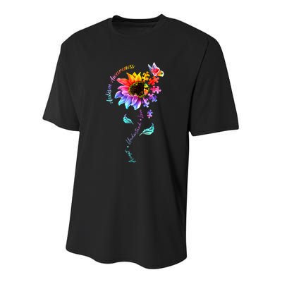 Autism Awareness Sunflower Autism Sunflower  Youth Performance Sprint T-Shirt