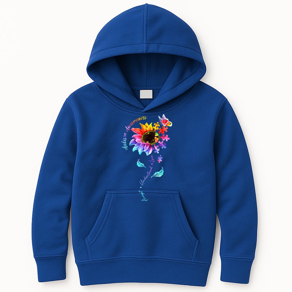 Autism Awareness Sunflower Autism Sunflower  Kids Hoodie