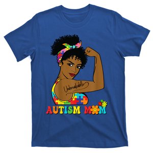 Autism Awareness Strong Mom Afro Mother Black Groovy Funny Gift T-Shirt