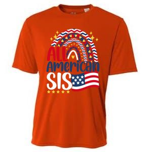 All American Sis 4th Of July Day Usa Flag For Sister Rainbow Funny Gift Cooling Performance Crew T-Shirt