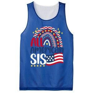 All American Sis 4th Of July Day Usa Flag For Sister Rainbow Funny Gift Mesh Reversible Basketball Jersey Tank