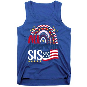 All American Sis 4th Of July Day Usa Flag For Sister Rainbow Funny Gift Tank Top