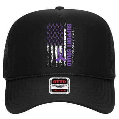 Alzheimers Awareness Support Squad Alzheimers Disease High Crown Mesh Back Trucker Hat