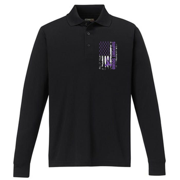 Alzheimers Awareness Support Squad Alzheimers Disease Performance Long Sleeve Polo