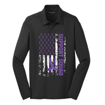 Alzheimers Awareness Support Squad Alzheimers Disease Silk Touch Performance Long Sleeve Polo