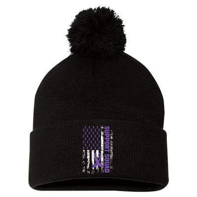 Alzheimers Awareness Support Squad Alzheimers Disease Pom Pom 12in Knit Beanie