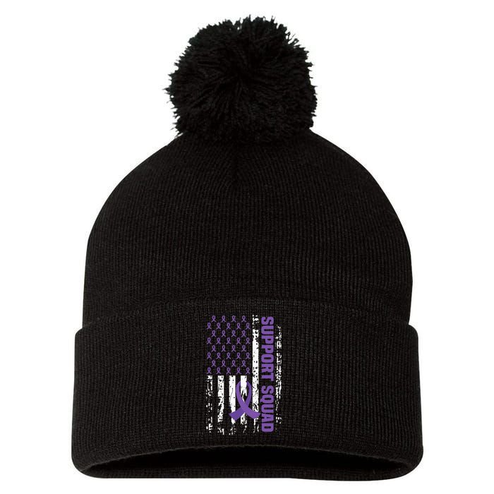 Alzheimers Awareness Support Squad Alzheimers Disease Pom Pom 12in Knit Beanie