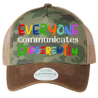 Autism Awareness Support, Everyone Communicates Differently Legacy Tie Dye Trucker Hat
