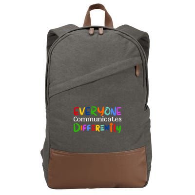 Autism Awareness Support, Everyone Communicates Differently Cotton Canvas Backpack