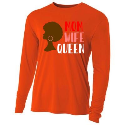 African American Strong Afro Mom Wife Queen Mothers Day Gift Cooling Performance Long Sleeve Crew