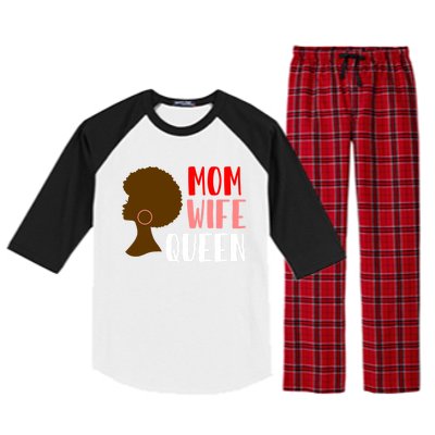 African American Strong Afro Mom Wife Queen Mothers Day Gift Raglan Sleeve Pajama Set