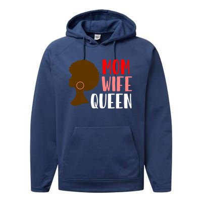 African American Strong Afro Mom Wife Queen Mothers Day Gift Performance Fleece Hoodie