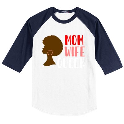 African American Strong Afro Mom Wife Queen Mothers Day Gift Baseball Sleeve Shirt