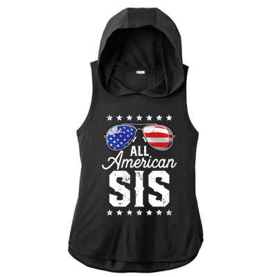 All American Sis 4th Of July Family Matching Sunglasses Gift Ladies PosiCharge Tri-Blend Wicking Draft Hoodie Tank