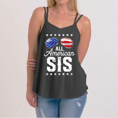 All American Sis 4th Of July Family Matching Sunglasses Gift Women's Strappy Tank