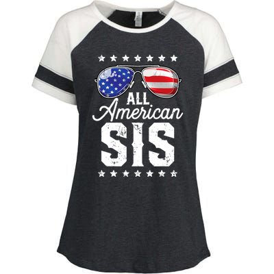 All American Sis 4th Of July Family Matching Sunglasses Gift Enza Ladies Jersey Colorblock Tee