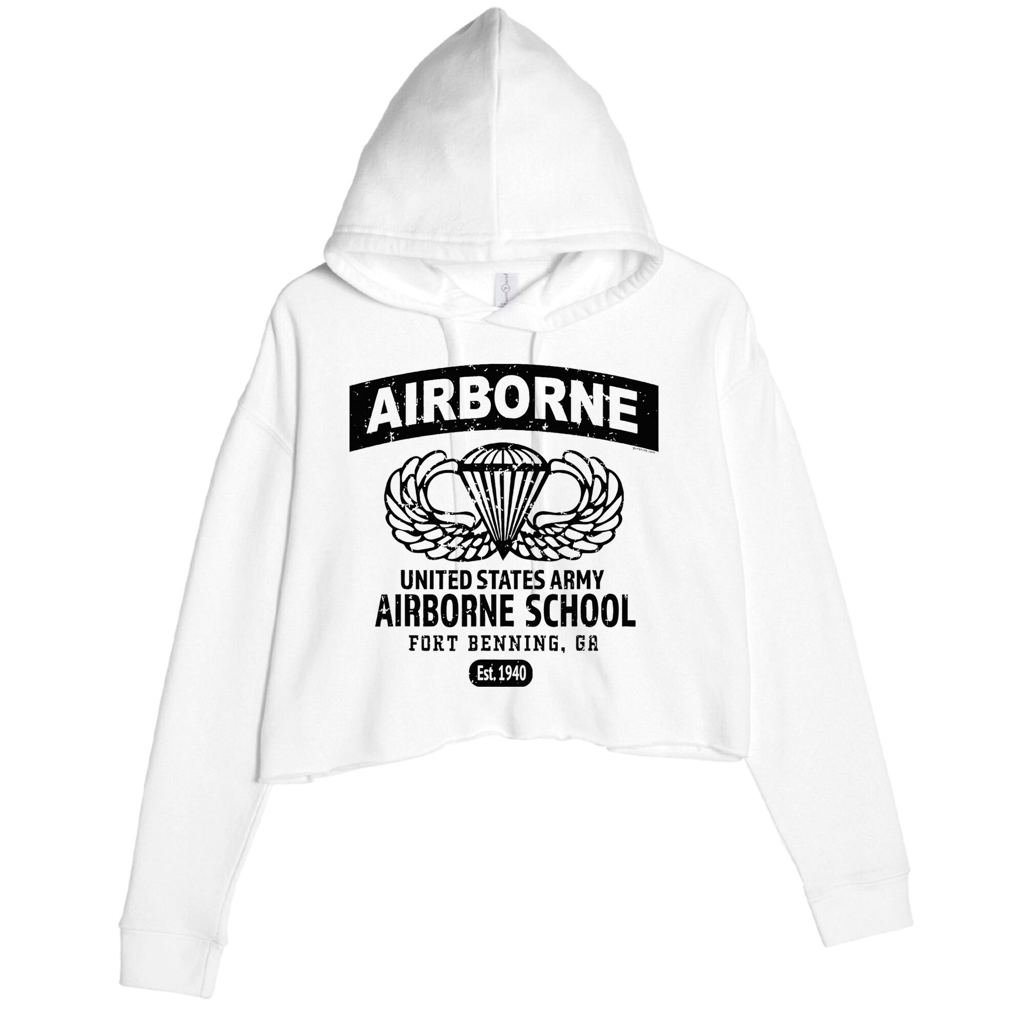 Army Airborne School Fort Benning Ga Crop Fleece Hoodie