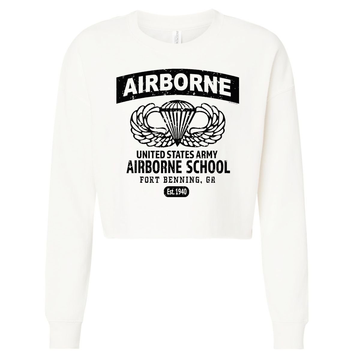 Army Airborne School Fort Benning Ga Cropped Pullover Crew