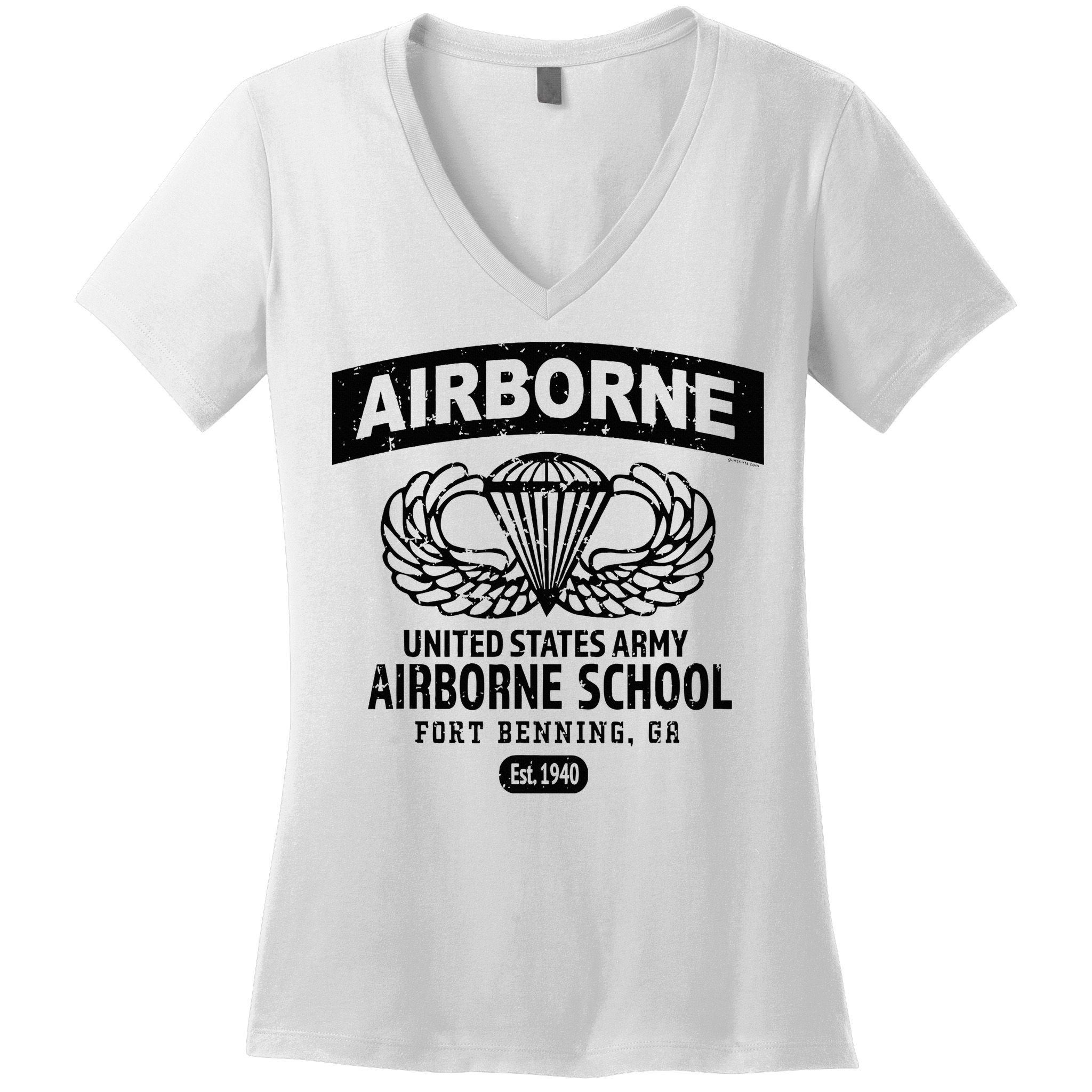 Army Airborne School Fort Benning Ga Women's V-Neck T-Shirt