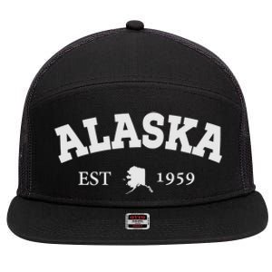 Awesome Alaska Shirt Alaska Est Map 1959 Sports 7 Panel Mesh Trucker Snapback Hat