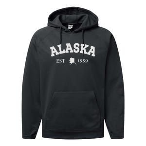 Awesome Alaska Shirt Alaska Est Map 1959 Sports Performance Fleece Hoodie