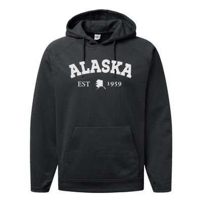 Awesome Alaska Shirt Alaska Est Map 1959 Sports Performance Fleece Hoodie