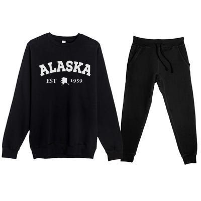 Awesome Alaska Shirt Alaska Est Map 1959 Sports Premium Crewneck Sweatsuit Set