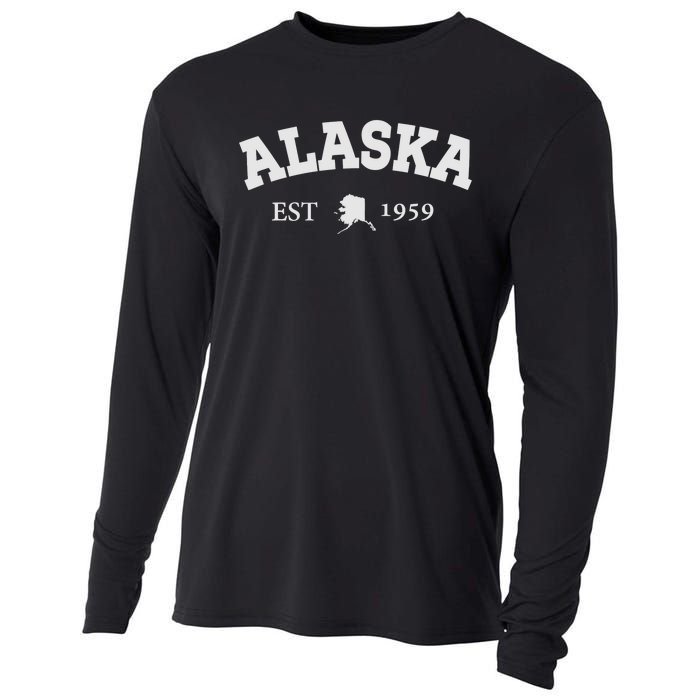 Awesome Alaska Shirt Alaska Est Map 1959 Sports Cooling Performance Long Sleeve Crew