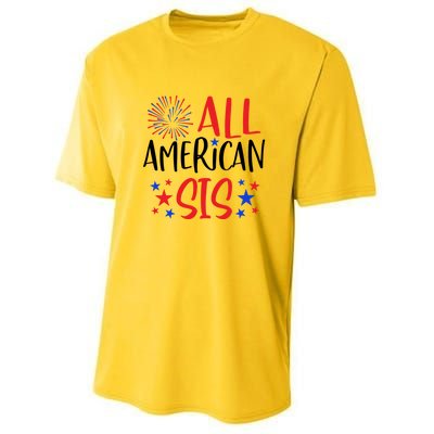 All American Sis 4th Of July Firework Red White And Blue Cute Gift Youth Performance Sprint T-Shirt