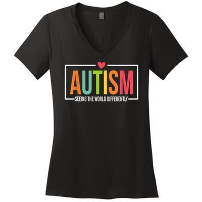 Autism Awareness Seeing The World Differently Women's V-Neck T-Shirt