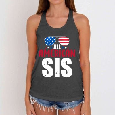 All American Sis 4th Of July Patriotic Family Matching Gift Women's Knotted Racerback Tank