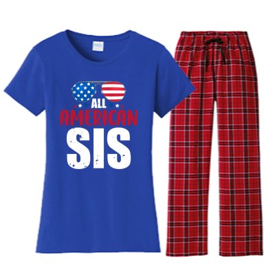 All American Sis 4th Of July Patriotic Family Matching Gift Women's Flannel Pajama Set