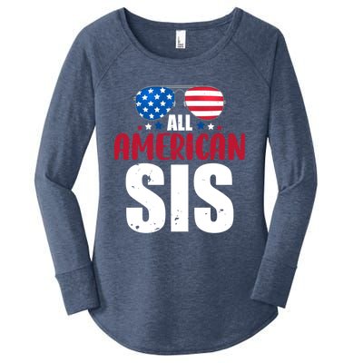 All American Sis 4th Of July Patriotic Family Matching Gift Women's Perfect Tri Tunic Long Sleeve Shirt