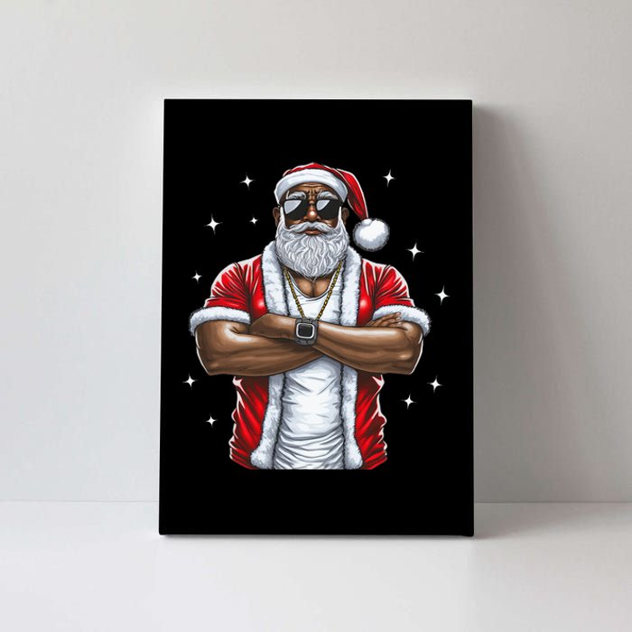 African American Santa Christmas Pajama Cool Black XMas  Canvas