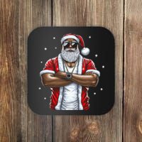 African American Santa Christmas Pajama Cool Black XMas  Coaster