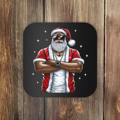 African American Santa Christmas Pajama Cool Black XMas  Coaster