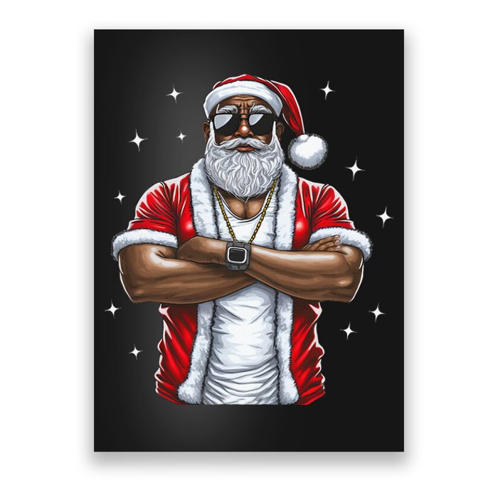 African American Santa Christmas Pajama Cool Black XMas  Poster