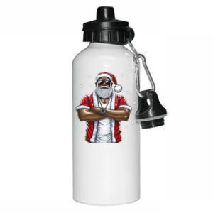 African American Santa Christmas Pajama Cool Black XMas  Aluminum Water Bottle