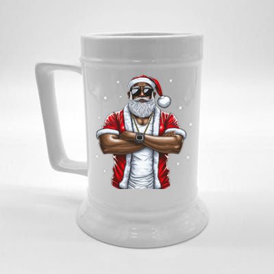 African American Santa Christmas Pajama Cool Black XMas  Beer Stein