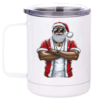 African American Santa Christmas Pajama Cool Black XMas  12 oz Stainless Steel Tumbler Cup