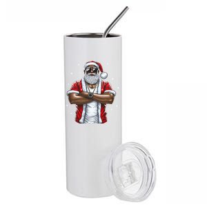 African American Santa Christmas Pajama Cool Black XMas  Stainless Steel Tumbler