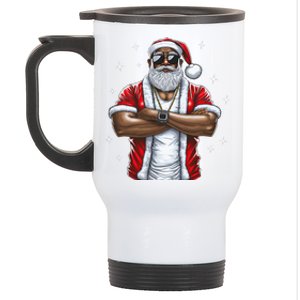 African American Santa Christmas Pajama Cool Black XMas  Stainless Steel Travel Mug