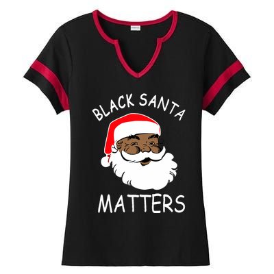 African American Santa Black Matters Christmas Pajama Family Ladies Halftime Notch Neck Tee