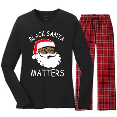 African American Santa Black Matters Christmas Pajama Family Women's Long Sleeve Flannel Pajama Set 